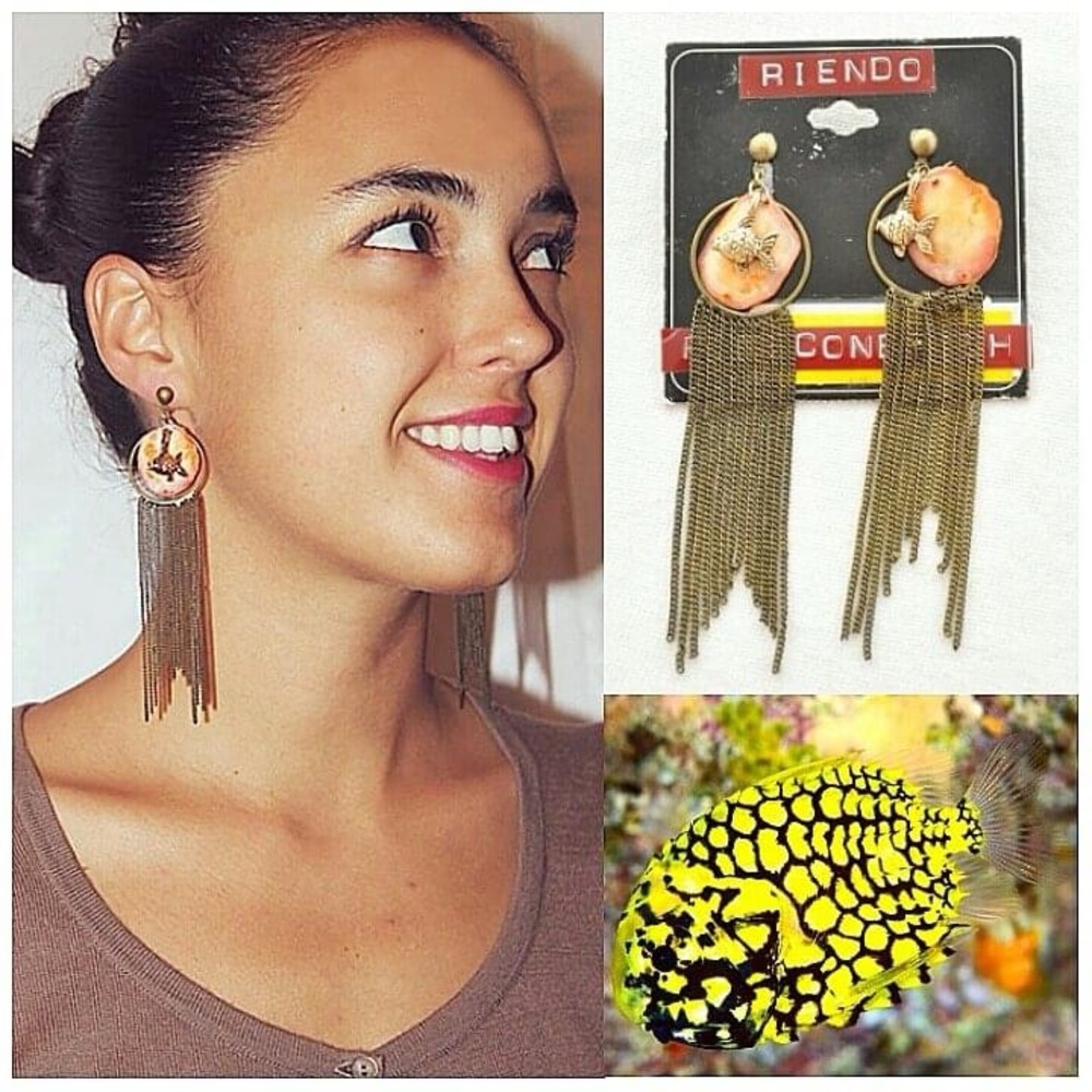 dangle pinecone fish inspired earrings